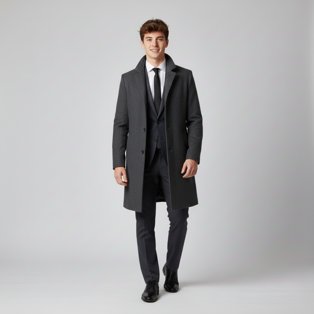 Noovar Men's Black Trench Coat