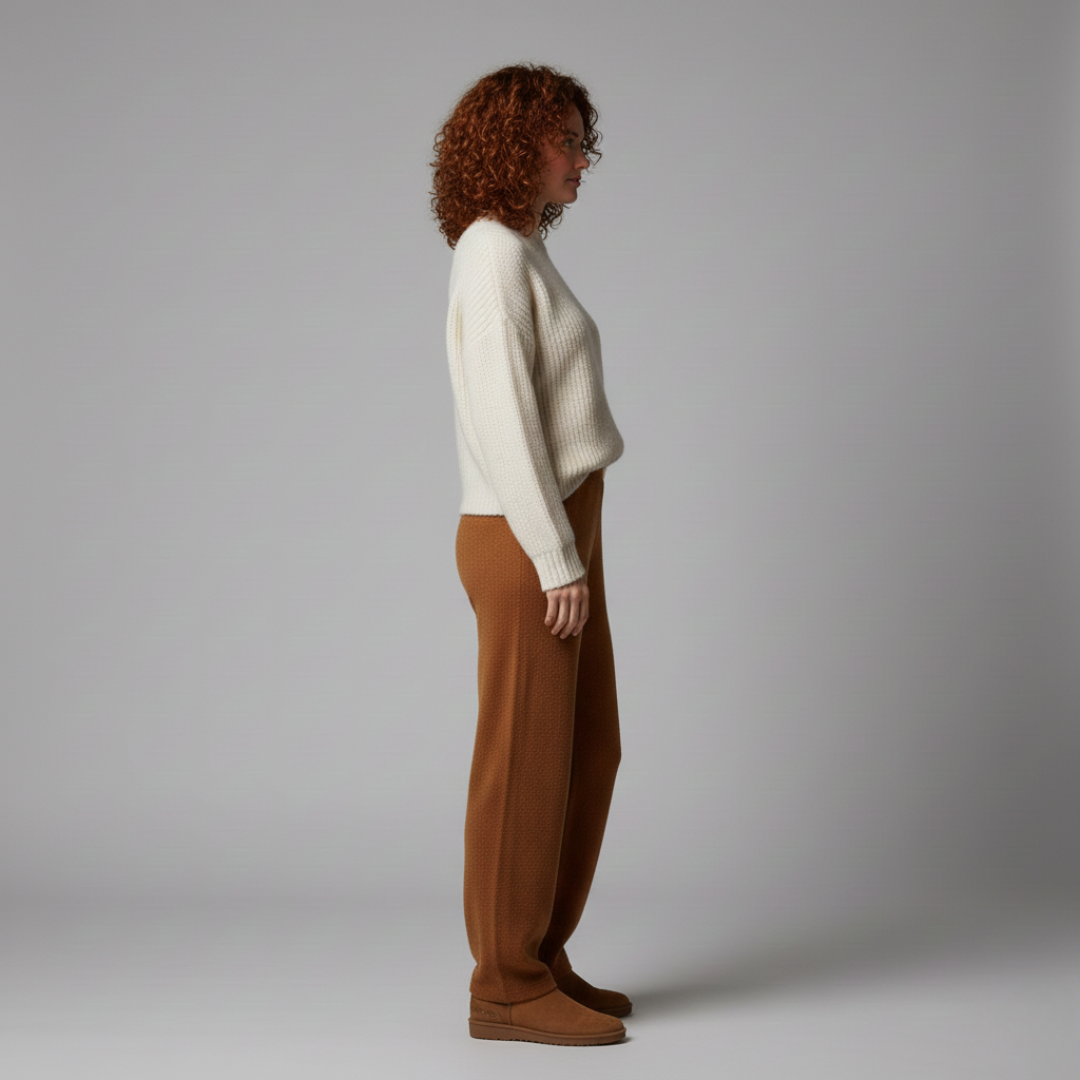 Noovar Women's Comfy Brown Knit Pants