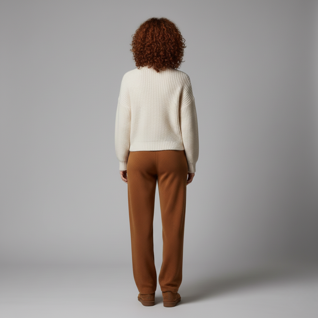 Noovar Women's Comfy Brown Knit Pants